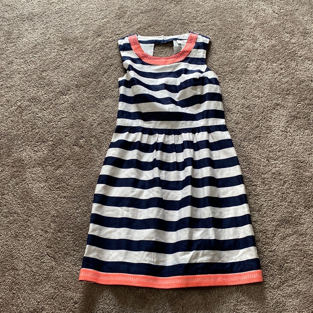 Vineyard Vines Navy White Stripe Sleeveless Fit Flare Dress Keyhole Back SIZE 2